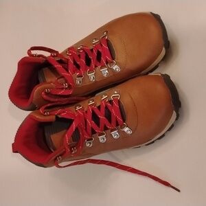 RBX Men's Brown Hiking Boots with Red Accents US 10.5